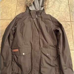 Columbia Brown Hooded Jacket with Faux Fur Trim
